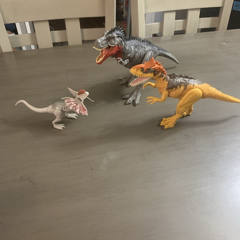 Jurassic Park World Dinosaur Toys Lot 3 Dinosaurs Yellow One Has Sound .